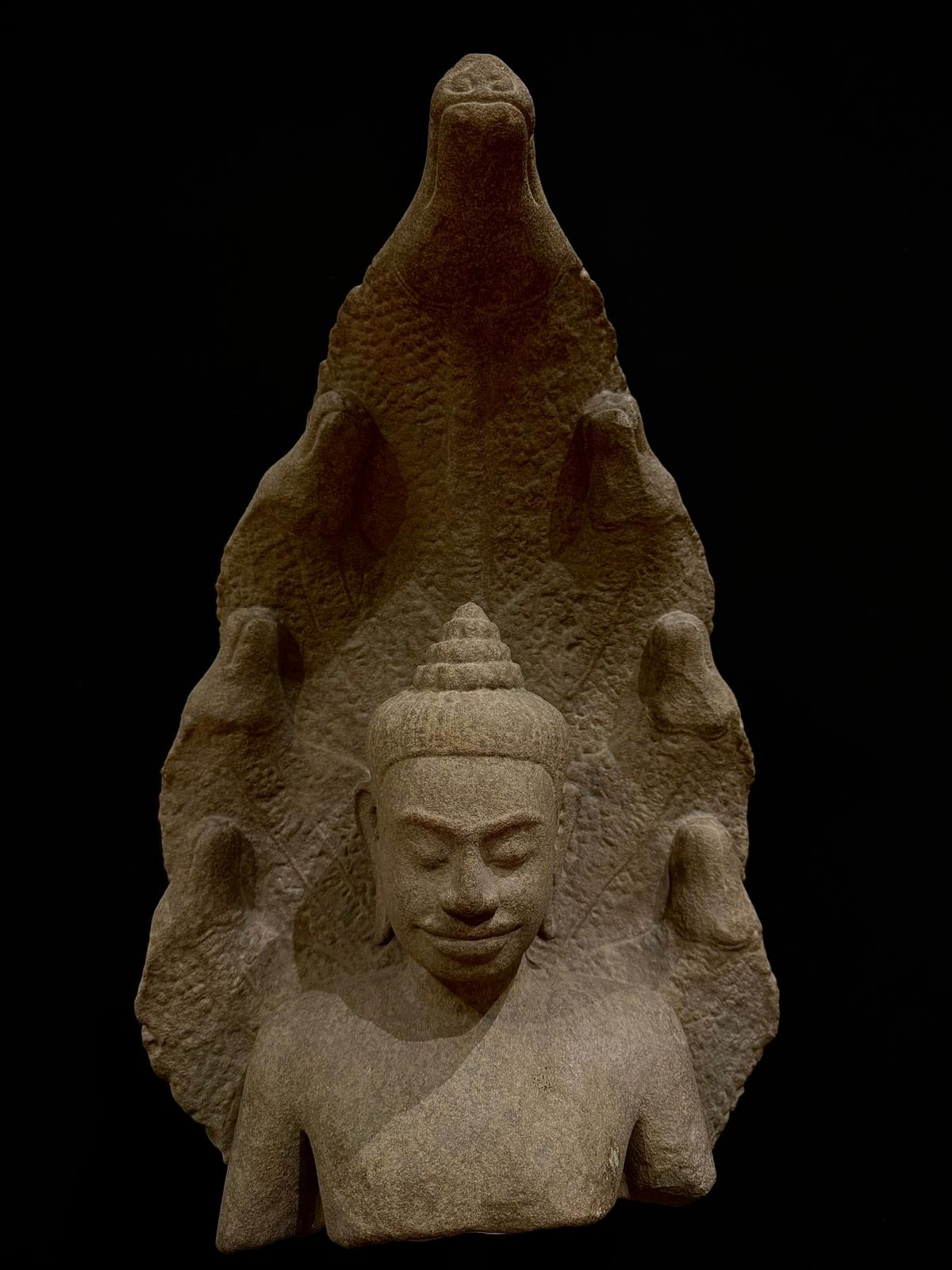 Sandstone Mucalinda Buddha Bust- 7579